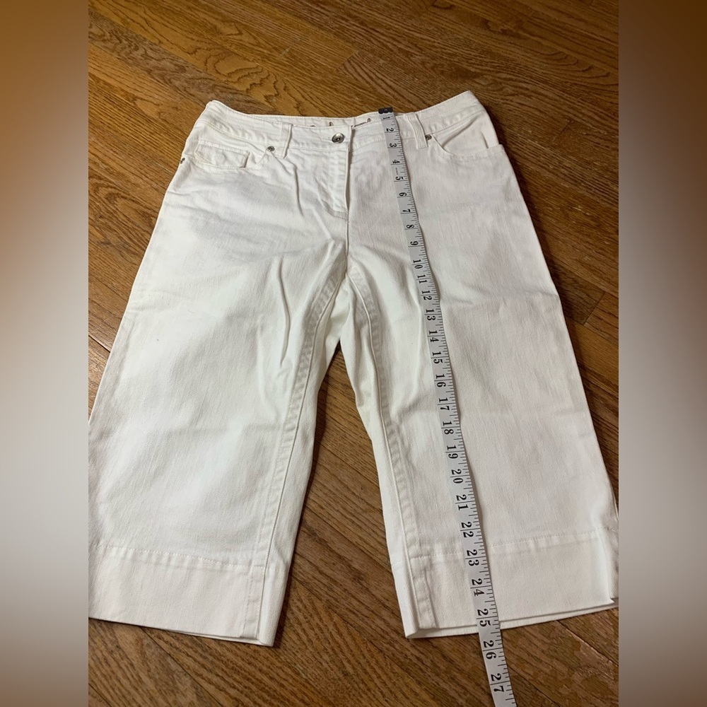 CONTRAST White Denim Capri Jeans Size 7 Stretch Y2K - Picture 6 of 10